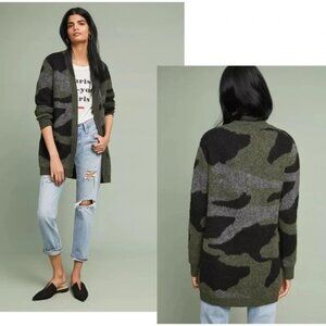 Anthropologie - Moth Green Camo Long Sleeve Open Front Cardigan - Size M
